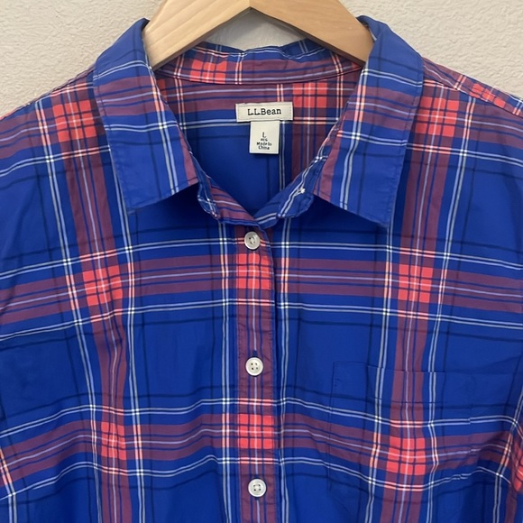 L.L. Bean plaid button up long sleeve size L - Picture 2 of 4